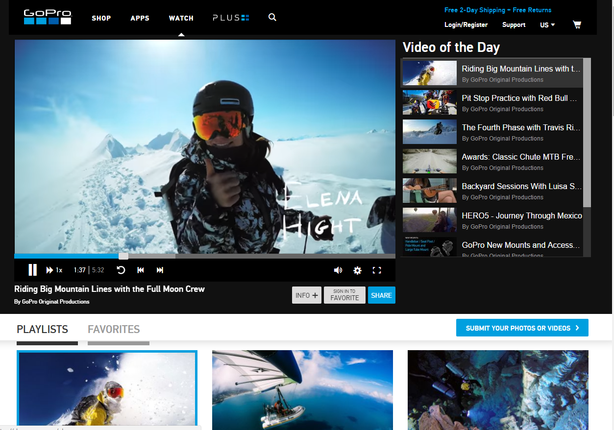 GoPro Watch Channel for user-generated video content